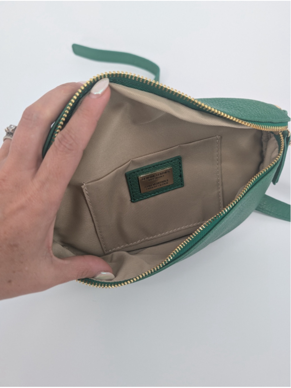 NWT Viola Castellani Green Italian Leather Belt Bag Fanny Pack Crossbody - Picture 6 of 13